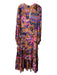 Oliphant Size XL Pink & Orange Print Viscose Floral Long Puff Sleeve Maxi Dress Pink & Orange Print / XL