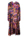 Oliphant Size XL Pink & Orange Print Viscose Floral Long Puff Sleeve Maxi Dress Pink & Orange Print / XL