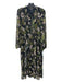 Marccain Size 5 Green & Black Print Polyester Floral Tie V Neck Dress Green & Black Print / 5