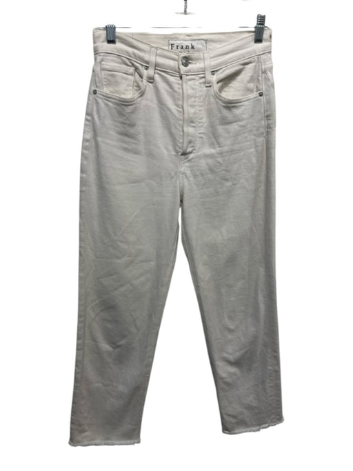 Frank & Eileen Size 27 White Cotton Denim Button Fly High Rise Raw Hem Jeans White / 27