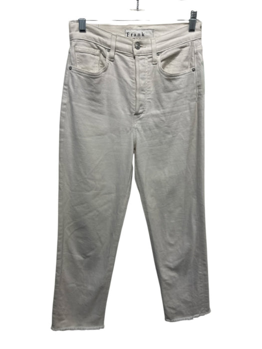 Frank & Eileen Size 27 White Cotton Denim Button Fly High Rise Raw Hem Jeans White / 27