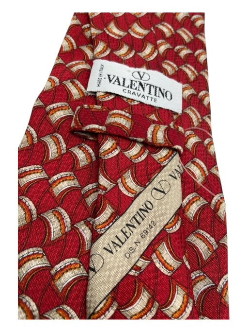 Valentino Red & Beige Silk Abstract Men's Ties