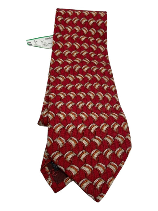 Valentino Red & Beige Silk Abstract Men's Ties