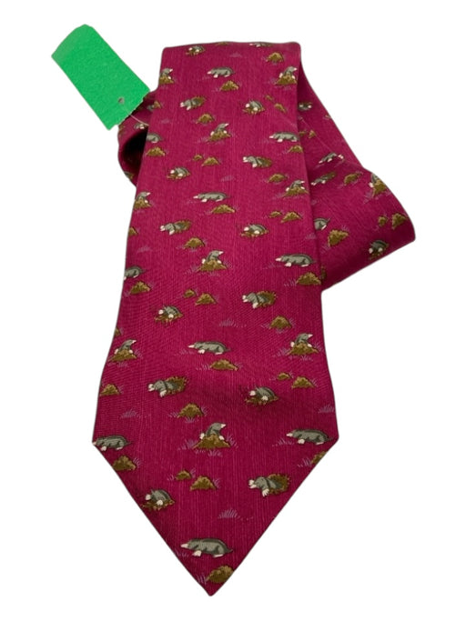 Hermes Magenta Silk Moles Men's Ties