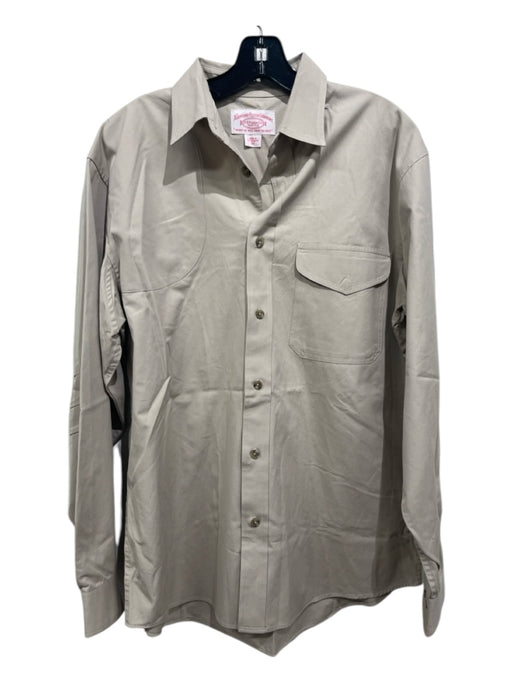 Filson Size M Beige Cotton Solid Front Pocket Button Down Long Sleeve Shirt M