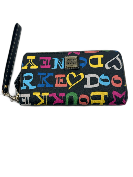 Dooney & Bourke Black & Multi Leather Graffiti Wristlet Wallets Black & Multi