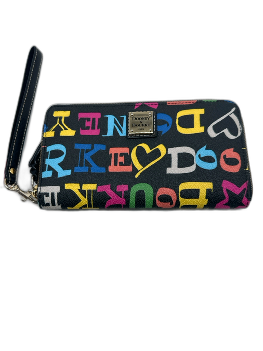 Dooney & Bourke Black & Multi Leather Graffiti Wristlet Wallets Black & Multi