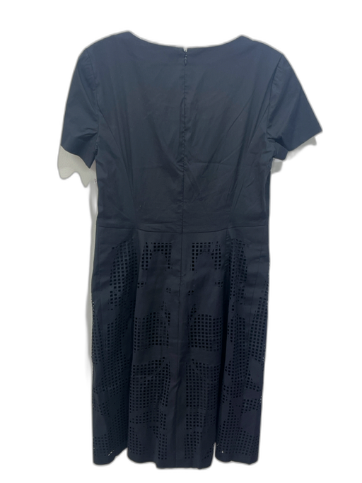 Lafayette 148 Size 6 Black Laser Cut Cap Sleeve Below knee Dress Black / 6