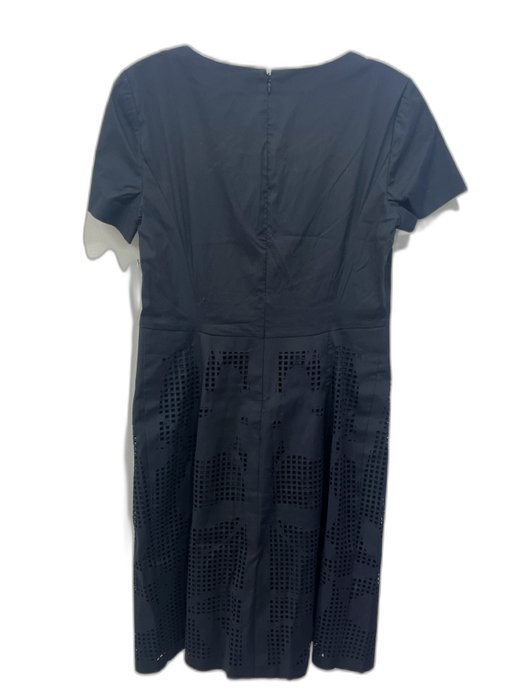 Lafayette 148 Size 6 Black Laser Cut Cap Sleeve Below knee Dress Black / 6
