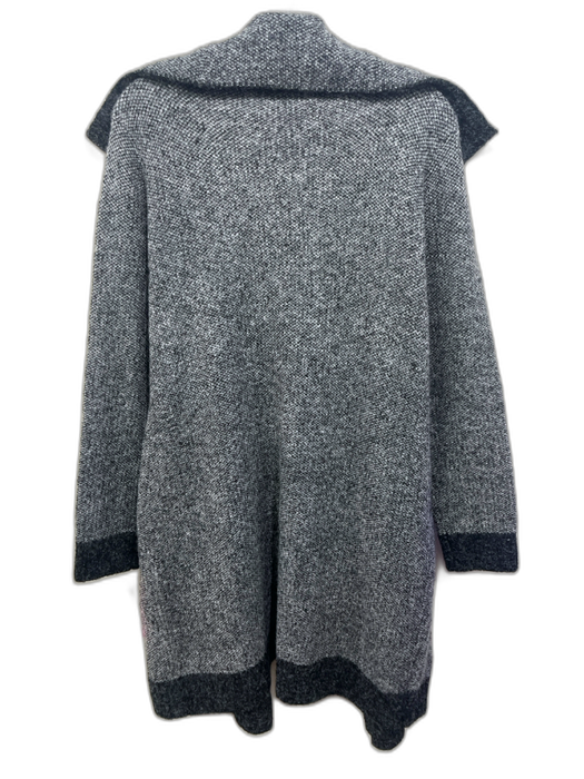 Cyrus Size M Gray & Black Acrylic Blend Open Front Pockets Shawl Collar Cardigan Gray & Black / M