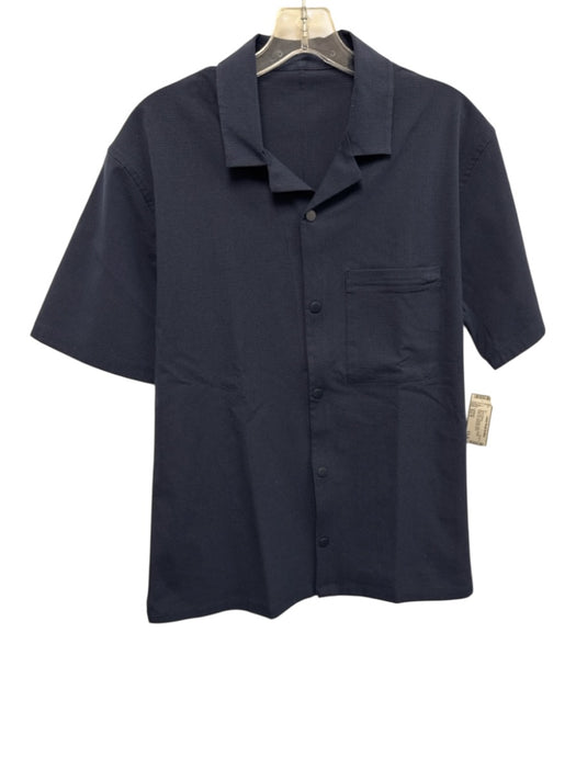Lululemon Size Est M Navy Blue Synthetic Solid Athletic Button up Short Sleeve Navy Blue / Est M