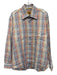 Robert Talbott Size Est L White & Multi Cotton Grid Button Up Long Sleeve Shirt White & Multi / Est L