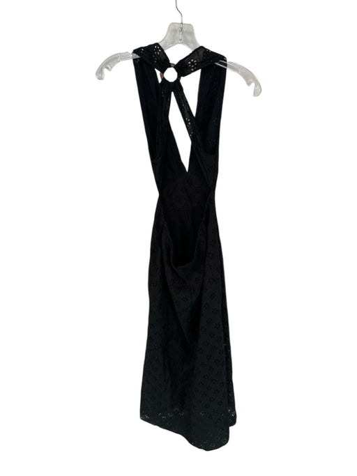 Zara Size S Black Viscose Blend Eyelet Halter Open Back Maxi Dress Black / S