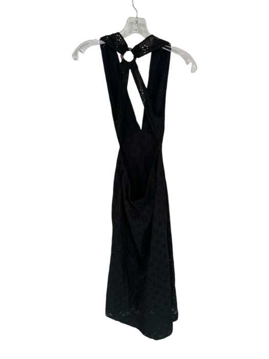 Zara Size S Black Viscose Blend Eyelet Halter Open Back Maxi Dress Black / S