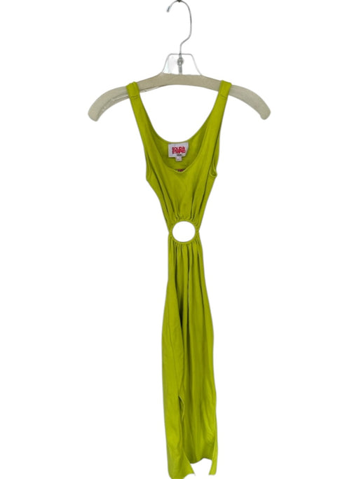 Solid & Striped Size S Chartreuse Viscose Blend Cut Out Key Ring Slit Maxi Dress Chartreuse / S