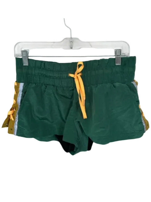 FP Movement Size S Green & Orange Nylon Blend Lace Up High Waist Athletic Shorts Green & Orange / S