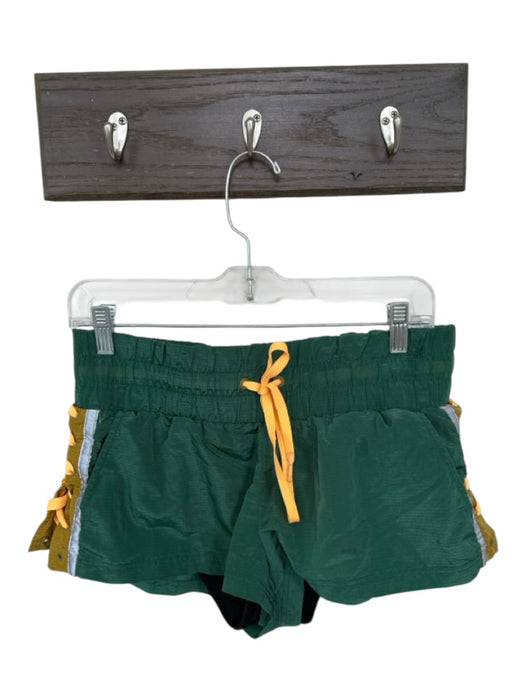 FP Movement Size S Green & Orange Nylon Blend Lace Up High Waist Athletic Shorts Green & Orange / S