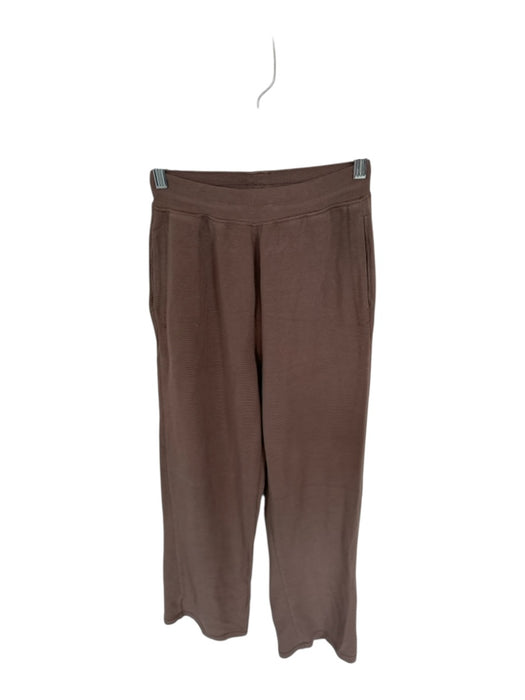 Alo Size XXS Brown Tencel Blend Waffle Knit High Waist Wide Leg Athletic Pants Brown / XXS