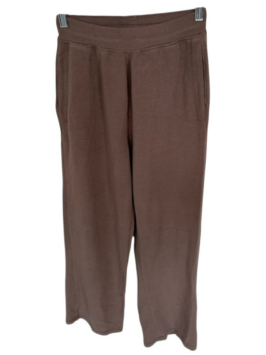 Alo Size XXS Brown Tencel Blend Waffle Knit High Waist Wide Leg Athletic Pants Brown / XXS