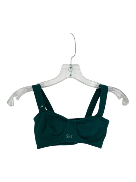 Set Active Size S Teal Nylon Blend Ribbed Cups Athletic sports bra Teal / S