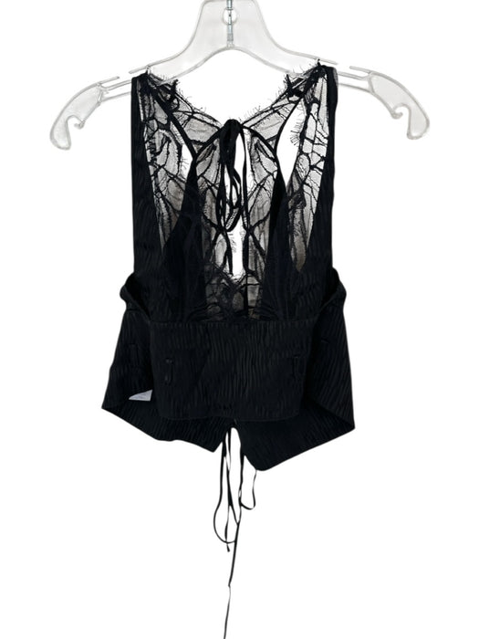 IRO Size 34 Black Cotton Blend Lace Snake Skin Tie Up Top Black / 34