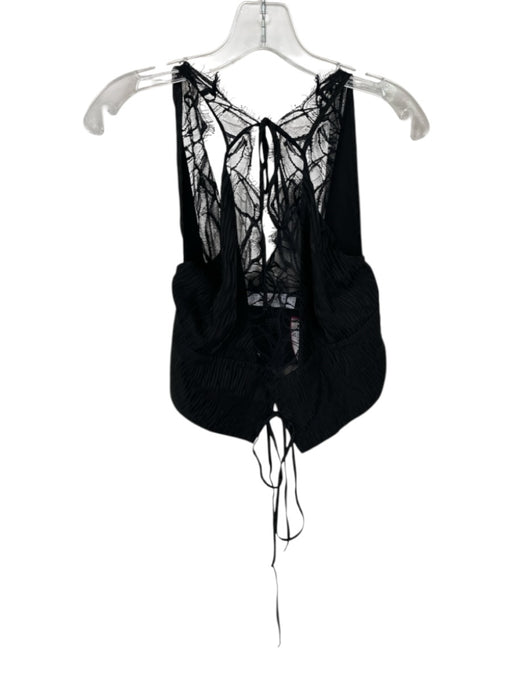 IRO Size 34 Black Cotton Blend Lace Snake Skin Tie Up Top Black / 34