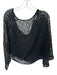 We The Free Size M Black Cotton Blend Open Knit Long Sleeve Slouchy Top Black / M