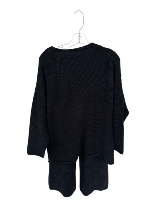 FP Beach Size S Black Cotton Knit Wide Leg Crop Pant Set Black / S