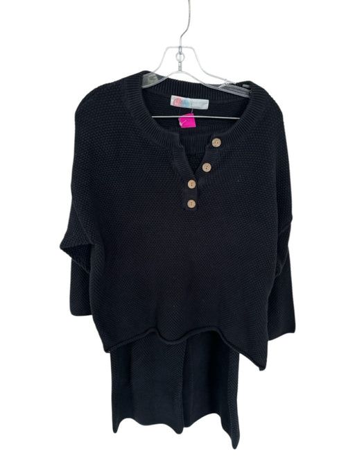 FP Beach Size S Black Cotton Knit Wide Leg Crop Pant Set Black / S