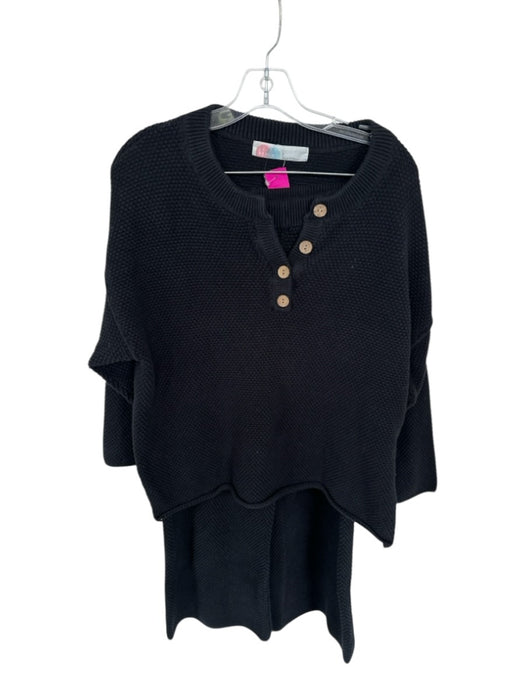 FP Beach Size S Black Cotton Knit Wide Leg Crop Pant Set Black / S
