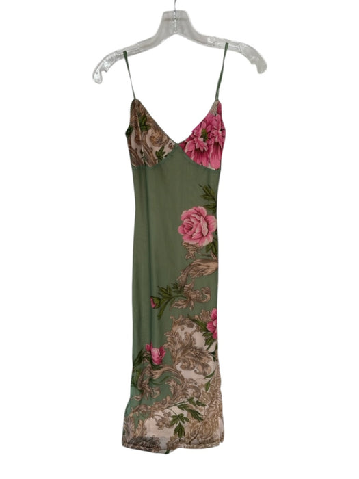 Tiger Mist Size XS Green Polyester Blend Mesh Spaghetti Strap Floral Maxi Dress Green / XS
