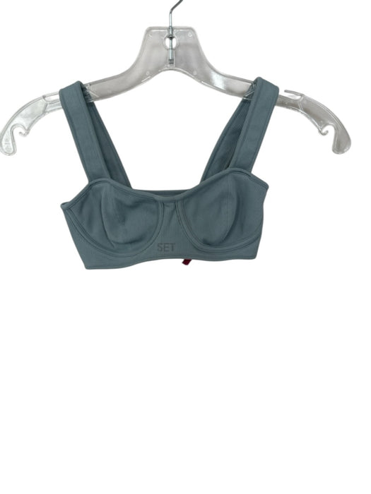 Set Active Size XS Slate Nylon Blend Ribbed Cups Athletic sports bra Slate / XS