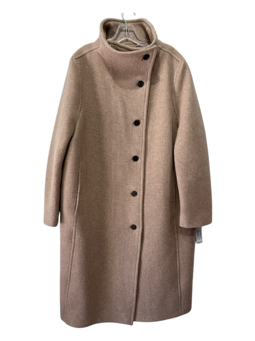 J Crew Size 12 Taupe Brown Wool Blend Zip & Button Knee Length Coat Taupe Brown / 12