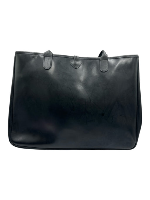Longchamp Black Leather Logo Toggle Clasp Tote Bag Black / L