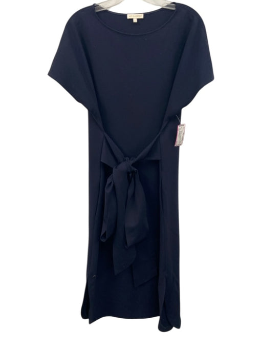 Ann Mashburn Size L Navy Blue Tie Waist Split Hem Midi Dress Navy Blue / L