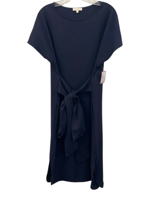 Ann Mashburn Size L Navy Blue Tie Waist Split Hem Midi Dress Navy Blue / L