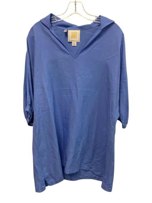Emily McCarthy Size M Cornflower Blue Linen Blend notched collar Dress Cornflower Blue / M