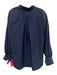Ann Mashburn Size L Navy Blue Cotton Collar Long Sleeve Half Button Top Navy Blue / L