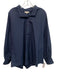 Ann Mashburn Size L Navy Blue Cotton Collar Long Sleeve Half Button Top Navy Blue / L