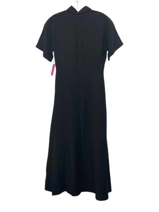 Tuckernuck Size S Black Rayon Blend Pockets Button Down Short Sleeve Maxi Dress Black / S