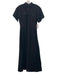 Tuckernuck Size S Black Rayon Blend Pockets Button Down Short Sleeve Maxi Dress Black / S