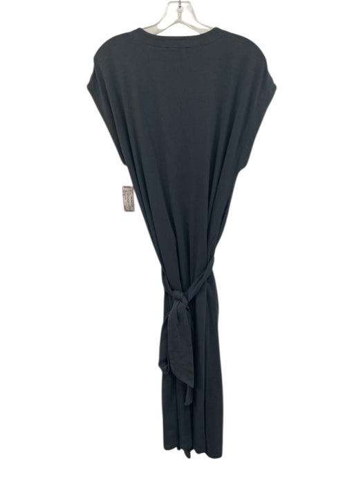 Modern Citizen Size XL Slate Blue Cotton Blend Tie Waist Cap Sleeve Midi Dress Slate Blue / XL