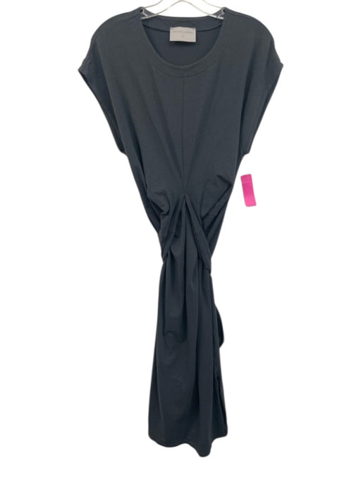 Modern Citizen Size XL Slate Blue Cotton Blend Tie Waist Cap Sleeve Midi Dress Slate Blue / XL