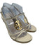 Tory Burch Shoe Size 9 Beige Leather Gold Tone Hardware Logo Slingback Wedges Beige / 9
