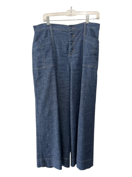 Everlane Size 32 Medium Wash Hemp & Cotton High Rise Button Fly Wide Leg Pants Medium Wash / 32