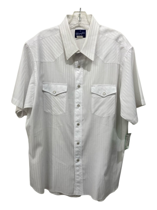 Wrangler Size XL White Synthetic Stripe Western Button Down Men's Short Sleeve XL