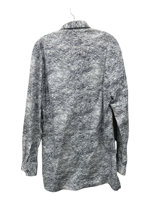 Project A Size L White & Black Cotton Blend Abstract Button Up Long Sleeve Shirt White & Black / L