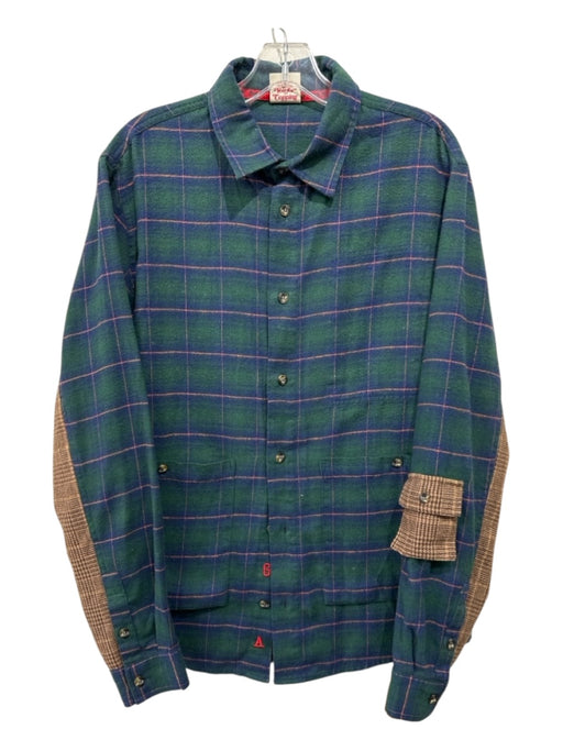 Bodega Size L Green & Tan Cotton Blend Plaid Button up Men's Long Sleeve Shirt Green & Tan / L
