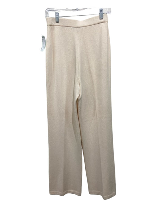 St John Collection Size 4 Cream Wool Elastic Waist Pleat Detail Straight Pants Cream / 4