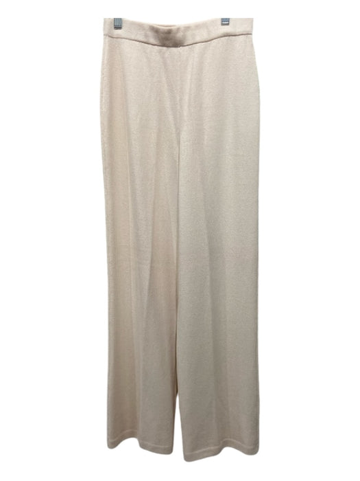 St John Collection Size 4 Cream Wool Elastic Waist Pleat Detail Straight Pants Cream / 4